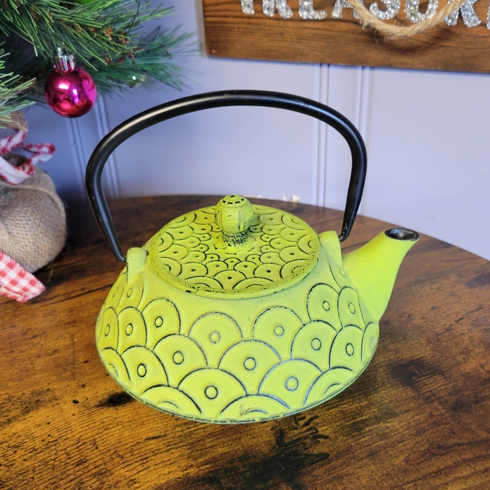 Japenese style cast iron, porcelain-green/black